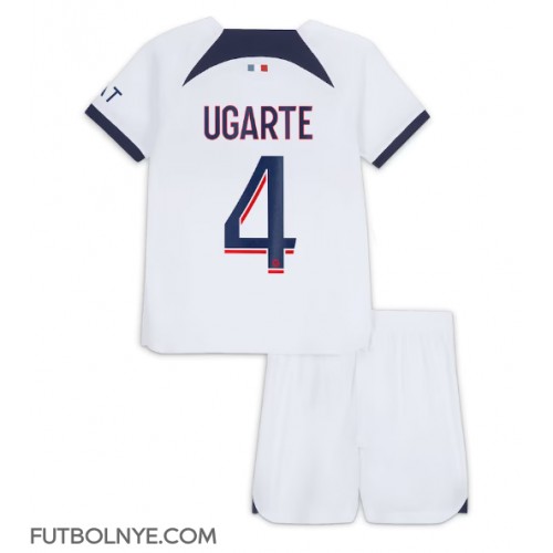 Camiseta Paris Saint-Germain Manuel Ugarte #4 Visitante Equipación para niños 2023-24 manga corta (+ pantalones cortos)